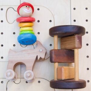 Handmade Natural Wood Waldorf/Montessori Play Toys Set Of 3